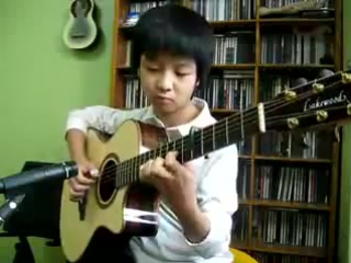 awesome boy playing guitar